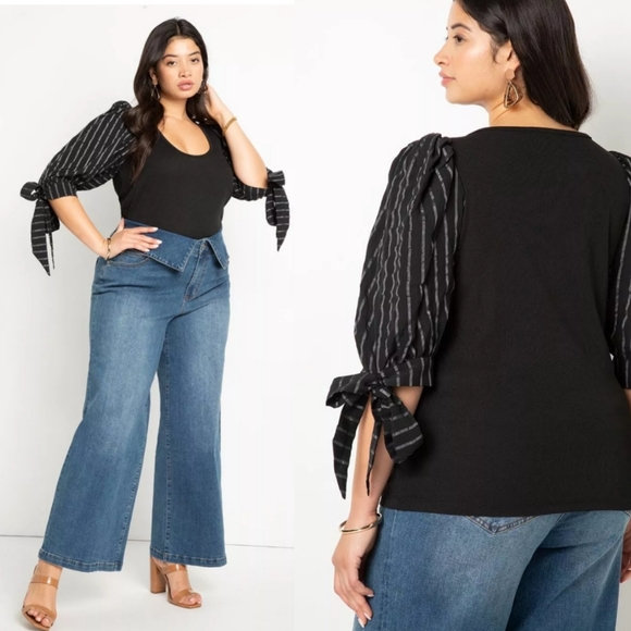 NWT ELOQUII PUFF SLEEVE BLOUSE - Picture 1 of 1